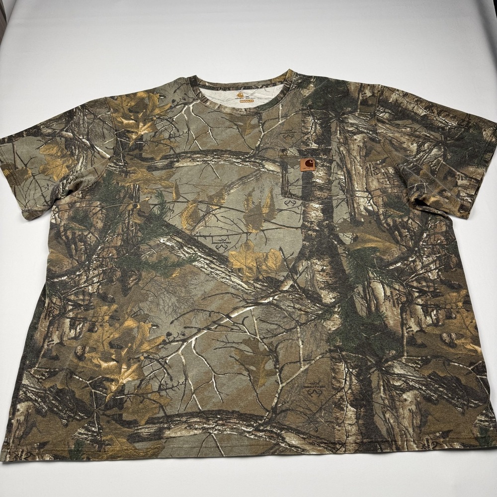 Carhartt Shirt Mens 4XL Brown Camo Pocket Original Fit Hunting Outdoor Tee
